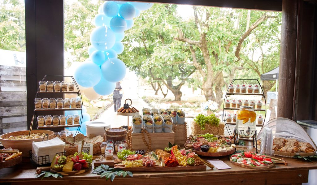 Bridal bouquet on wooden table