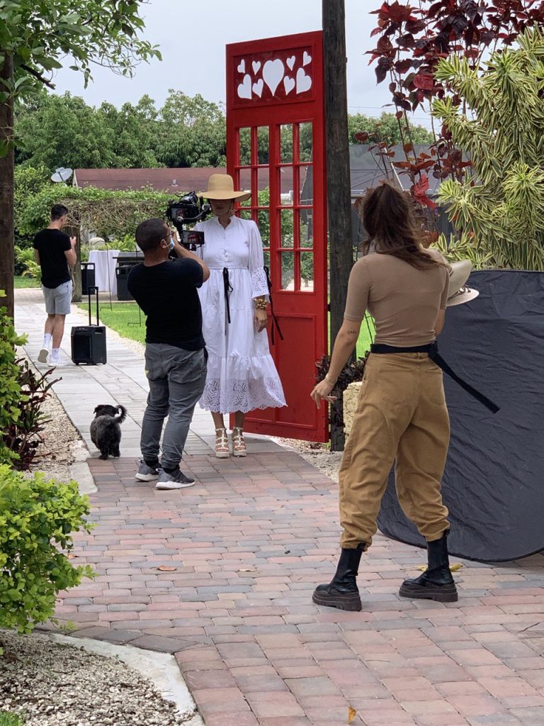 Mon Petit Garden Production Red Door White Dress Crew
